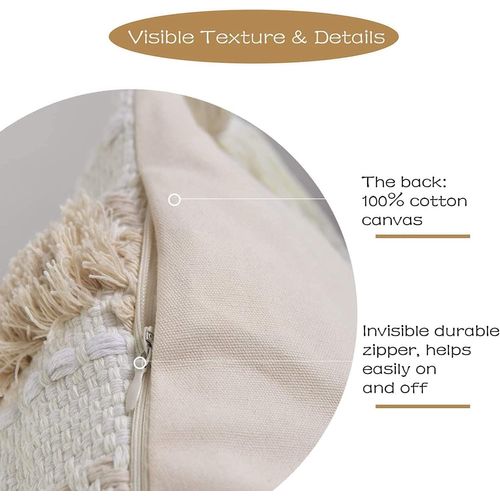 Lot De 2 Boho Housse De Coussin, Décoratives Doux Taies D'oreiller 30x50cm Avec Tufted Tassel