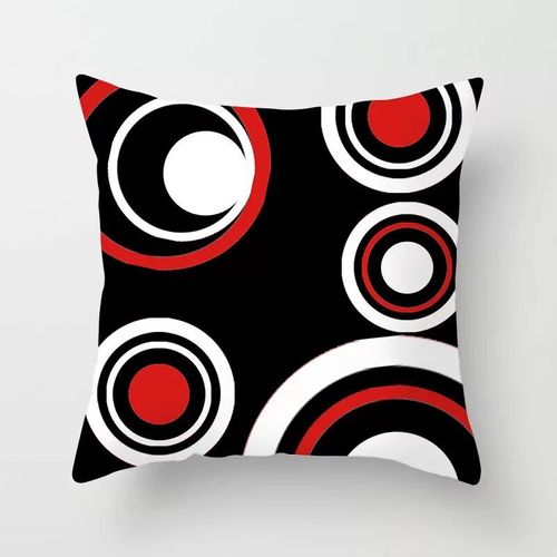 45 X 45 Cm Housse De Coussin, Lot De 4 En Coton Et Lin Moderne Noir Rouge Géométrique Modèle
