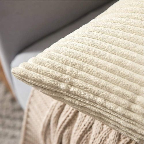 Lot De 2 Decorative Housse De Coussin ,45x45cm Beige,côtelé Canapé Taie D'oreiller