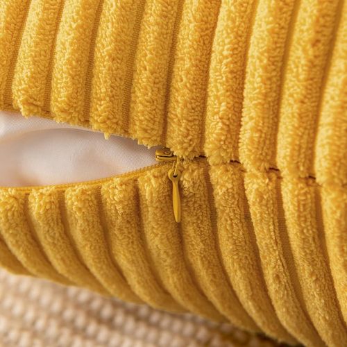 Lot De 2 Decorative Housse De Coussin ,45x45cm Jaune Gingembre,côtelé Canapé Taie D'oreiller