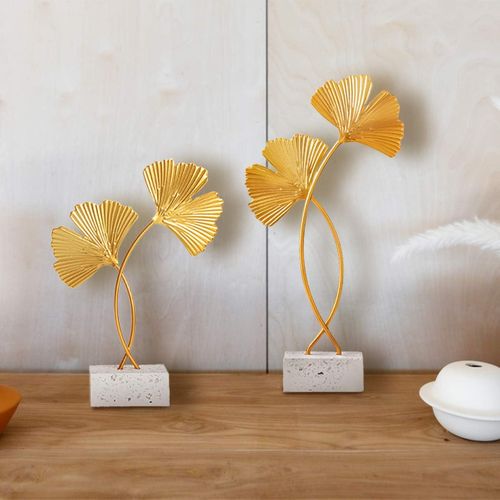Doré 21cm Feuilles Doré, Ginkgo Biloba Ornements, Décoration En Metal Pour Salon Extérieur