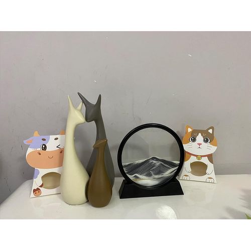 Image De Sable Dynamique Noir, 7 Pouces  - Peinture De Sable Qui Coule 3d, Sablier En Verre Rond