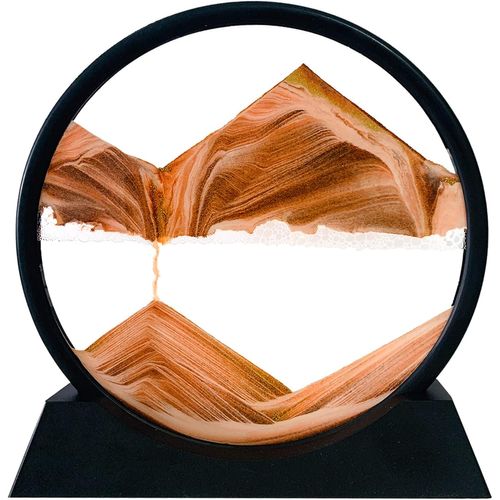 Image De Sable Dynamique Jaune, 7 Pouces - Peinture De Sable Qui Coule 3d, Sablier En Verre Rond