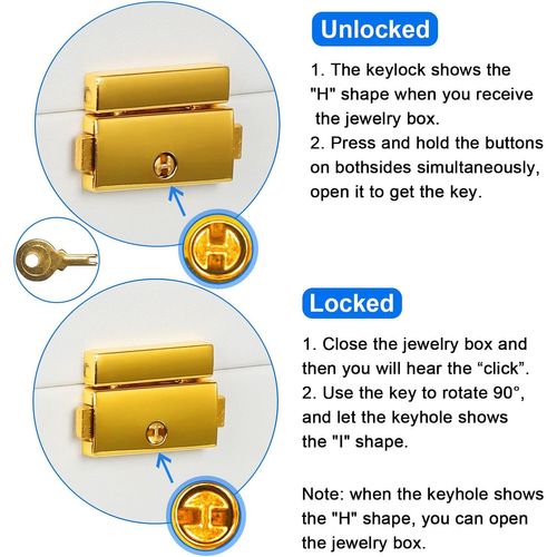 Blanc Boîte à Bijoux Femme, 2 Niveaux Rangement Bijoux Voyage Fille En Cuir Pu, Organisateur