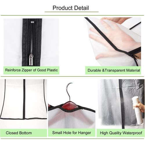 6pcs 60 * 100cm (noir) Housses De Vêtements, Anti Poussière Etanche Mite Humidité,housses