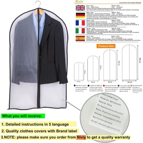 Housses De Vêtements, Anti Poussière Etanche Mite Humidité,housses De Protection Zip Semi Transp