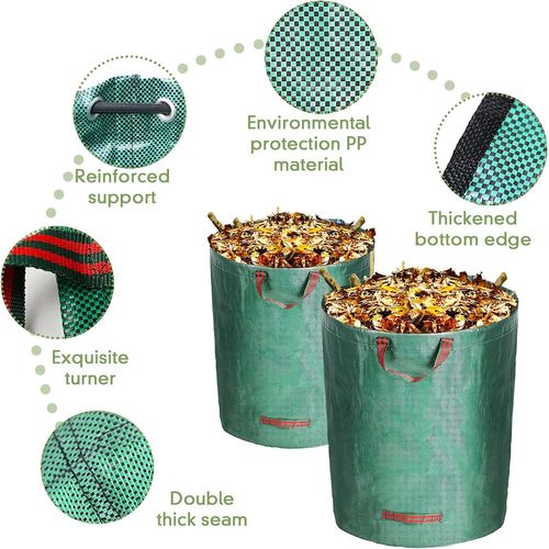 Sacs Poubelles 3x272l, Sacs Pour Déchets De Jardin En Polypropylène Extrêmement Résistant, Pliables
