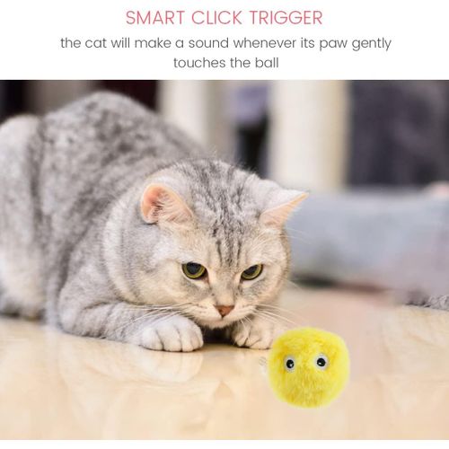 Jouet Interactif Pour Chat Avec Oiseau, Grenouille Et Cricket, Chat En Peluche à Chasser Jaune