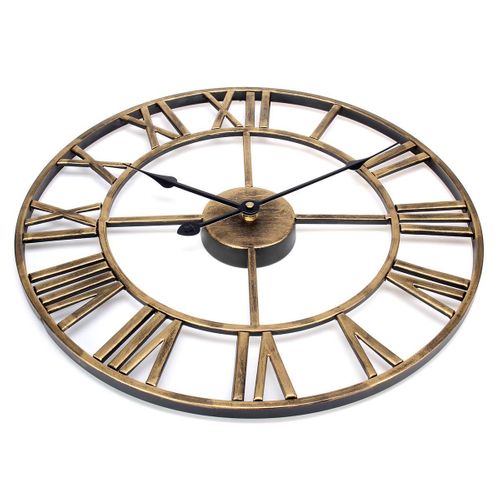 Rétro Doré Horloge Murale Silencieuse En Fer De 60 Cm, Horloge Murale Décorative Créative