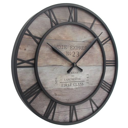 Horloge Murale Ronde Rétro En Fer De 39 Cm Avec Chiffres Romains En Trois Dimensions