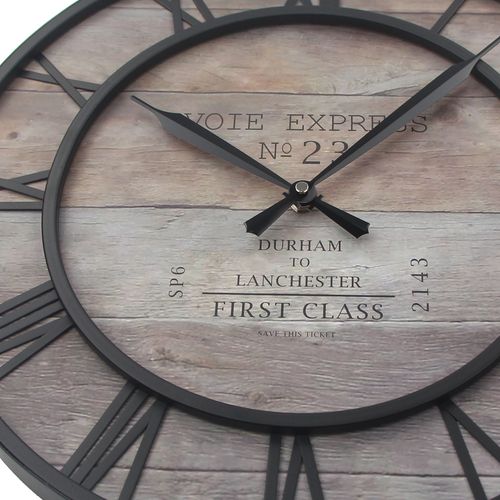 Horloge Murale Ronde Rétro En Fer De 39 Cm Avec Chiffres Romains En Trois Dimensions