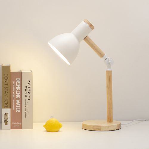 Blanc Ampoule LED Lampe De Table En Bois à Lumière Blanche Lampe De Table De Lecture Avec Douille