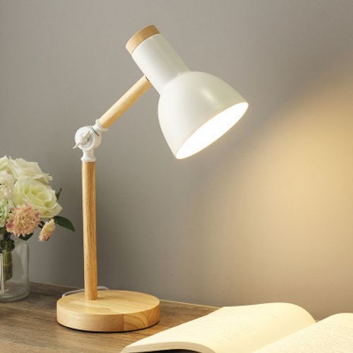 Blanc Ampoule LED Lampe De Table En Bois à Lumière Blanche Lampe De Table De Lecture Avec Douille