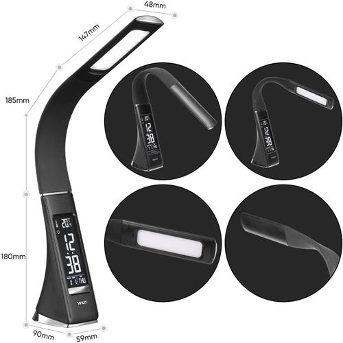 Lampe De Bureau LED Avec 3 Niveaux De Luminosité, Calendrier, Affichage De La Température, Noir