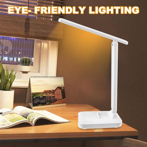 Lampe De Bureau à LED, Rechargeable Par USB, 3 Niveaux D'éclairage De Couleur, Blanc