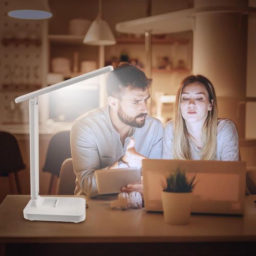 Lampe De Bureau à LED, Rechargeable Par USB, 3 Niveaux D'éclairage De Couleur, Blanc