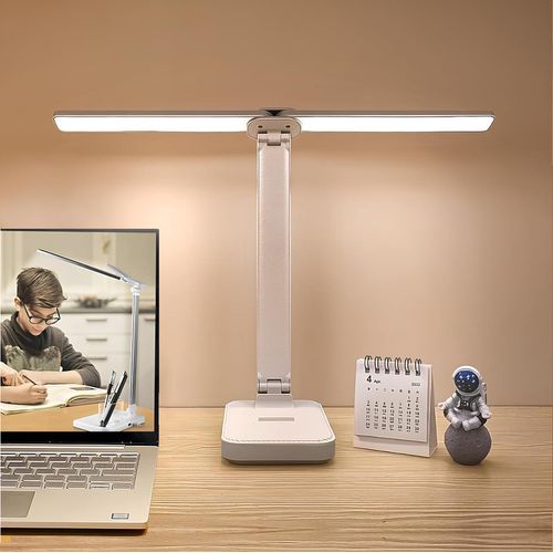 Lampe De Bureau LED à Double Tête 40cm 3 Modes De Gradation De Couleur, Chargement USB