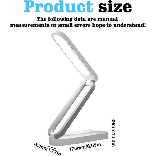 Lampe De Bureau LED Pliable à Intensité Variable 3 Niveaux De Luminosité Chargement USB