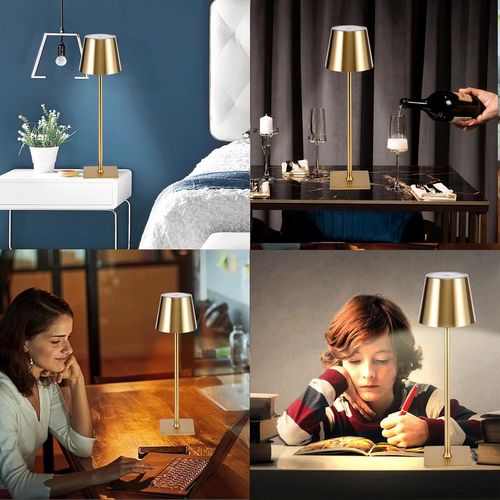 Lampe De Bureau LED à Intensité Variable à 3 Couleurs, Lampe De Bureau Tactile Rechargeable