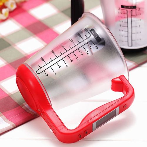 Balance De Cuisine Électronique 1 Kg Avec Écran LCD Et Tasse à Mesurer Numérique Rouge