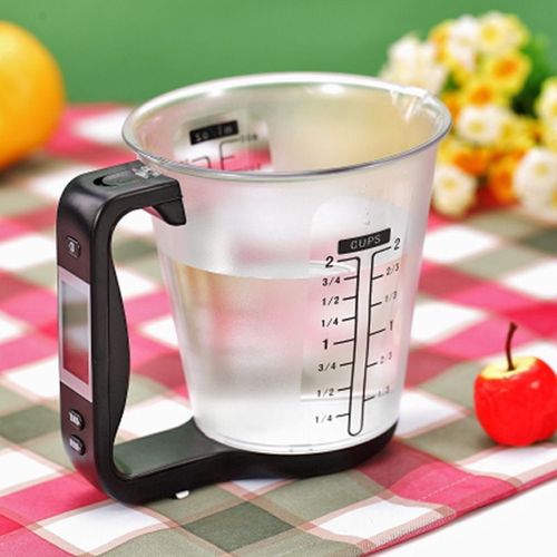 Balance De Cuisine Électronique 1 Kg Avec Écran LCD Et Tasse à Mesurer Numérique Noir