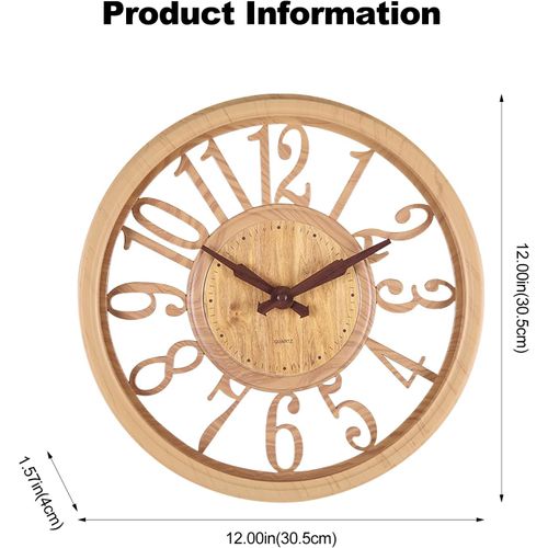 Horloge Murale Rétro Imitation Bois Adaptée à La Décoration Du Salon, De La Cuisine, Du Bureau