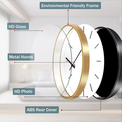 Horloge murale silencieuse de 30 cm, horloge à pendule silencieuse pour chambre à coucher