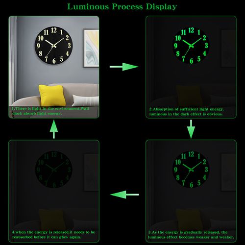 Horloge murale lumineuse 30cm, en bois, horloge murale décorative pour salon