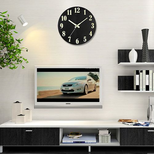 Horloge murale lumineuse 30cm, en bois, horloge murale décorative pour salon