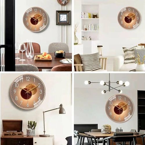 Horloge murale silencieuse et moderne de 20 cm - Or - Pour chambre à coucher, cuisine, salon