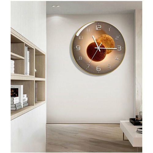 Horloge murale silencieuse et moderne de 20 cm - Or - Pour chambre à coucher, cuisine, salon