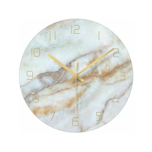 12 Inch Silent Marble Glass Wall Clock For Living Room,