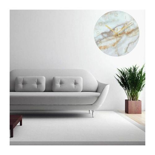 12 Inch Silent Marble Glass Wall Clock For Living Room,