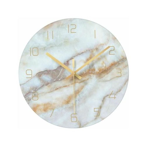 12 Inch Silent Marble Glass Wall Clock For Living Room,