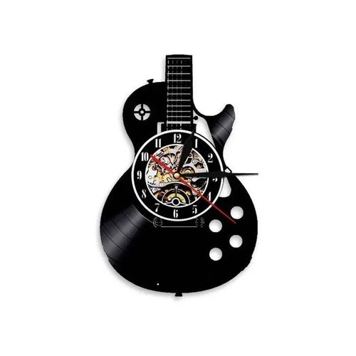 Acoustic Guitar Shape Wall Clock Modern Silent Vinyl