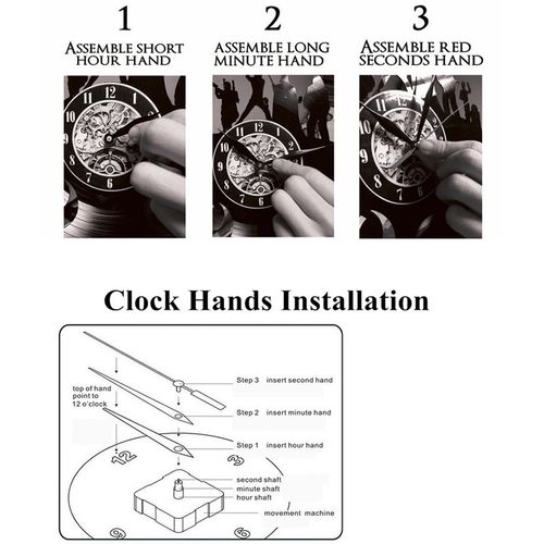 Acoustic Guitar Shape Wall Clock Modern Silent Vinyl