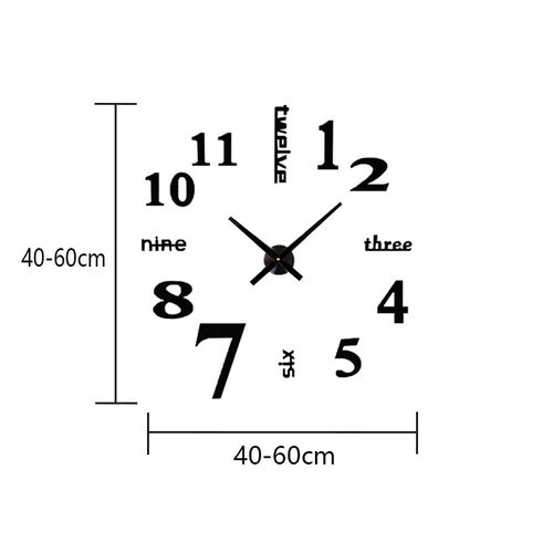 30cm Diy Large Wall Clock Sticker Black Living Room Bed
