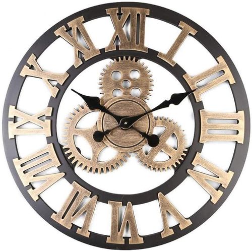 30 * 30cm 3d Wall Clock Large Classic Vintage Wooden Si