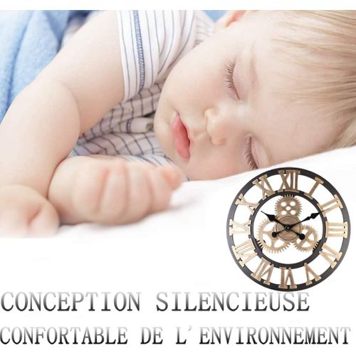 30 * 30cm 3d Wall Clock Large Classic Vintage Wooden Si