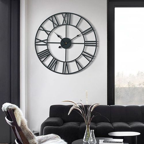Black 40cm Clocks, Modern Roman Numerals Large Wall Clo
