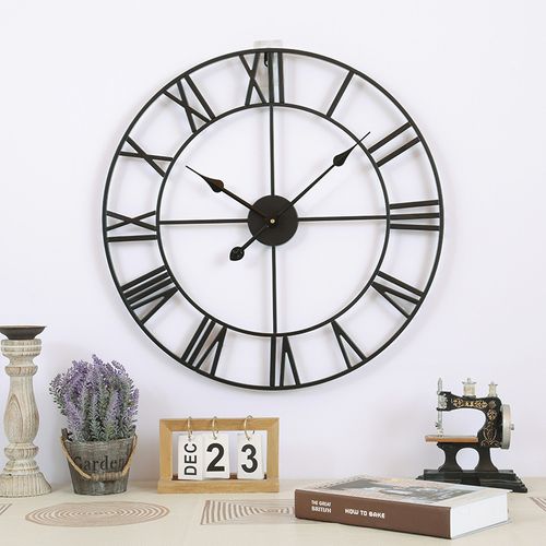 Black 40cm Clocks, Modern Roman Numerals Large Wall Clo