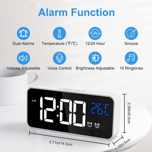 White-digital Alarm Clock, LED Digital Clock Digital Mo