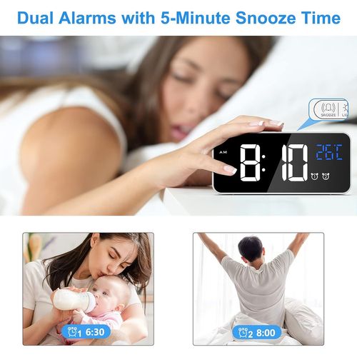 White-digital Alarm Clock, LED Digital Clock Digital Mo