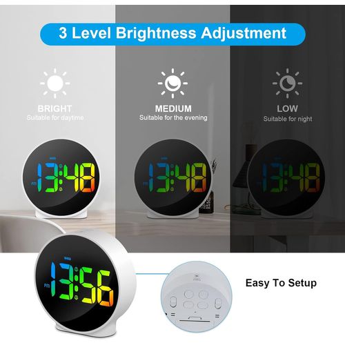 White-c-led Small Digital Alarm Clock With Week Display