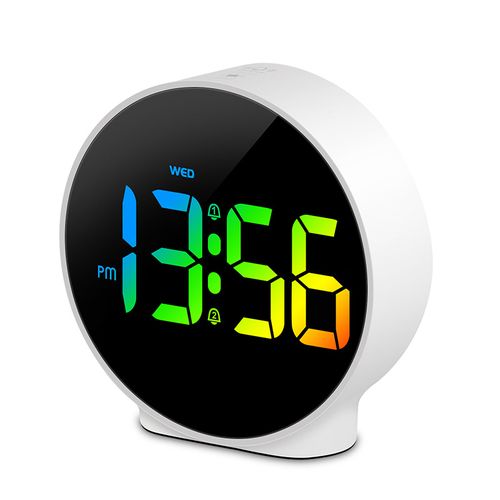 White-c-led Small Digital Alarm Clock With Week Display