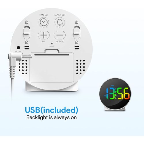 White-c-led Small Digital Alarm Clock With Week Display