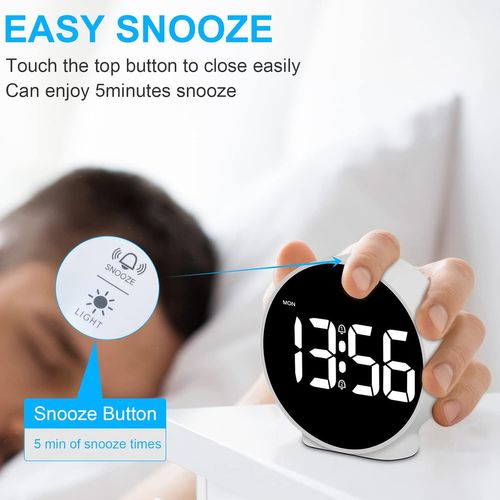 White-led Small Digital Alarm Clock With Week Display,