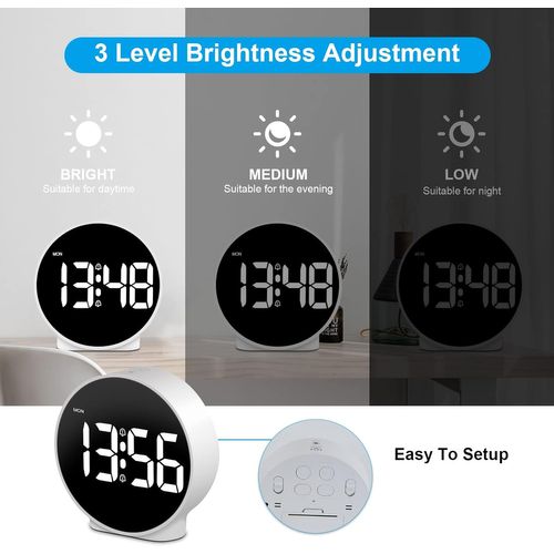 White-led Small Digital Alarm Clock With Week Display,
