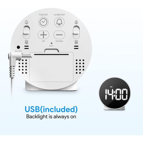 White-led Small Digital Alarm Clock With Week Display,