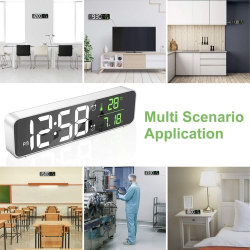 White Digital Alarm Clock, Wall Clock Morning Wake-up L